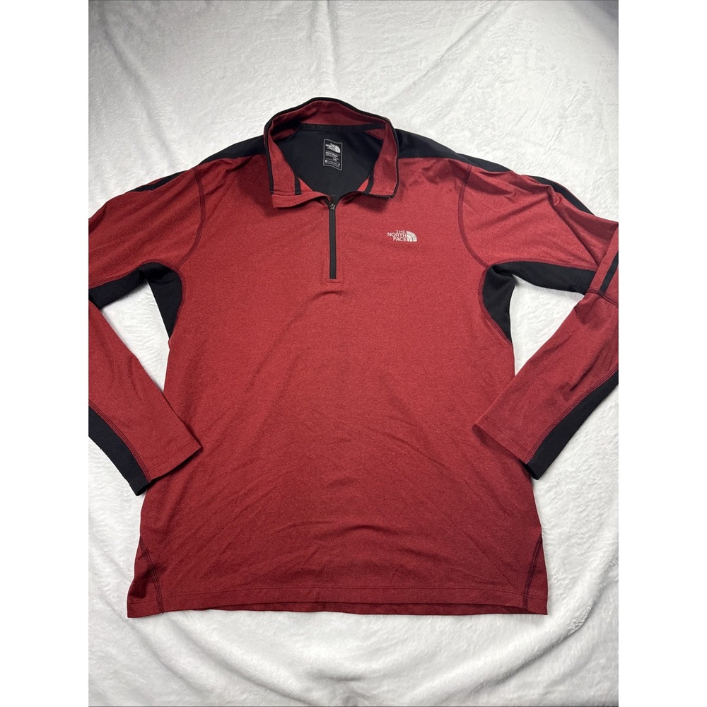 The North Face FlashDry-XD 1/4 Zip Pullover Active Shirt Men Large Red Black